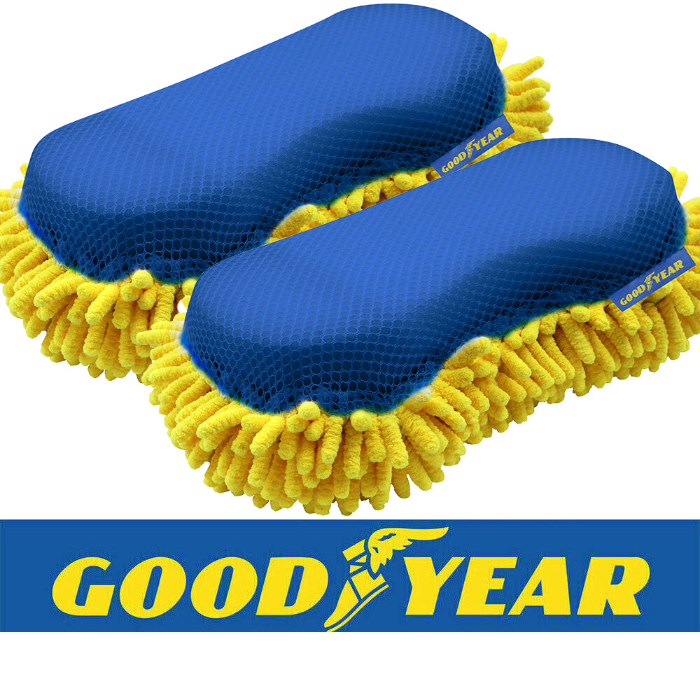 2Pcs Goodyear 2 in 1 Microfibre Noodle Sponge Valet Car Wash Cleaning Mesh Pad 2Pcs Goodyear 2 in 1 Microfibre Noodle Sponge Valet Car Wash Cleaning Mesh Pad